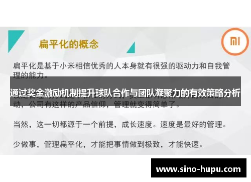 通过奖金激励机制提升球队合作与团队凝聚力的有效策略分析